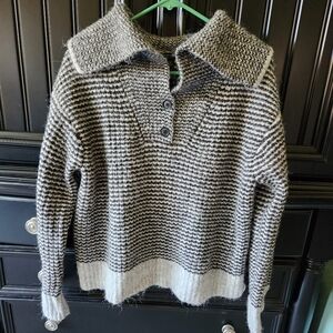 Striped Black and Gray Women's Sweater